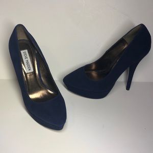 Steve Madden Blue Suede Platform Pumps